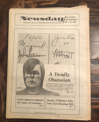 Newsday December 10, 1980 Mark David Chapman John Lennon Newspaper Beatles