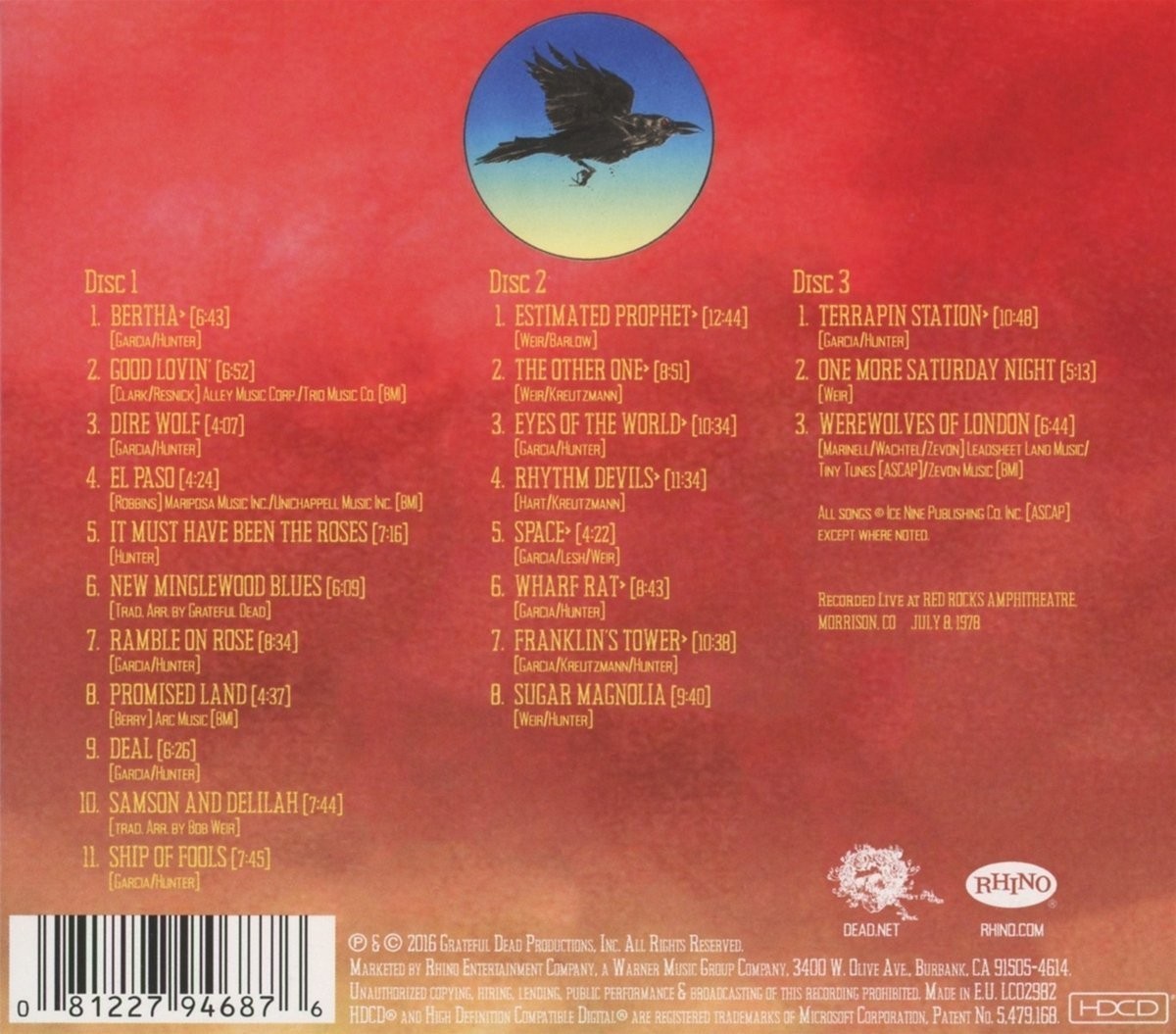 【中古】 Grateful Dead グレートフルデッド / Live Red Rocks Amphitheatre, Morrison, Co 7 / 8 / 78 3CD LIVE RED ROCKS AMPHITHEATRE, MORRISON, CO 7/8/78 (3CD