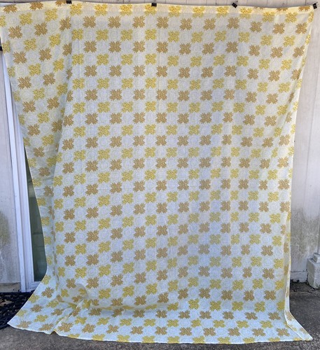 Vintage Sears Shower of Stars Perma-Prest Musselin doppeltes flaches Blatt-gelb Patchwork - Bild 2 von 5