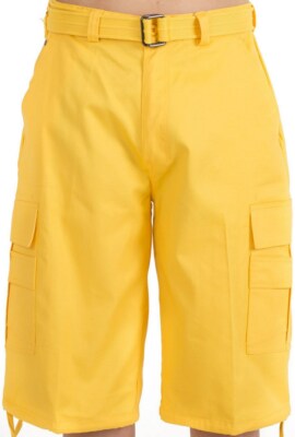 MEN'S BTL CARGO SHORTS WITH BELT COTTON 