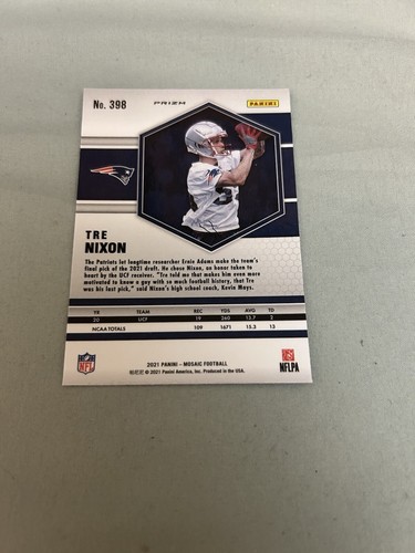 2021 Panini Mosaic - Rookies Mosaic Red Prizm #398 Tre Nixon (RC) - Picture 2 of 2