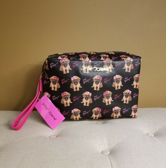 Puppy Large Cosmetic Bag Betsey Johnson Dog Wristlet Travel Case NEW eBay