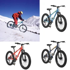 24 Inch Fat Tire Mountain Bike Adult Full Shimano 7 Speeds Mountain Trail Bike