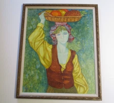 1970'S PAINTING  MODERNISM REGIONALISM EXPRESSIONISM MODERNIST PORTRAIT SPANISH