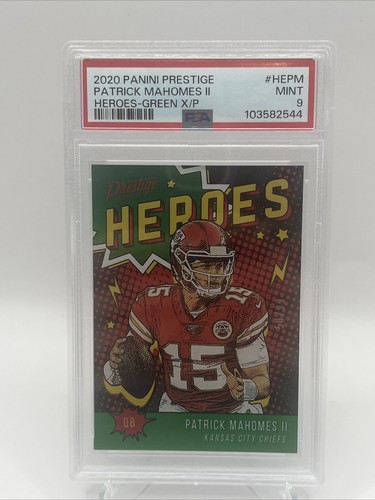 2020 Panini Prestige HEROES Green Insert PATRICK MAHOMES PSA 9 MINT #HEPM 58/99