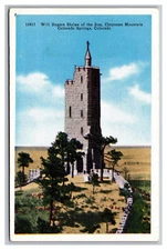Colorado Springs Will Rogers Shrine of the Sun Cheyenne Mountain Linen Postcard