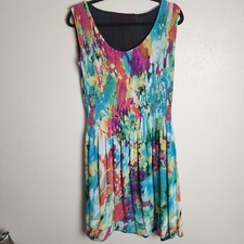 Cailean Pleated Sheath Dress Watercolor Pleats Stretch To Fit Xl Resort Date 