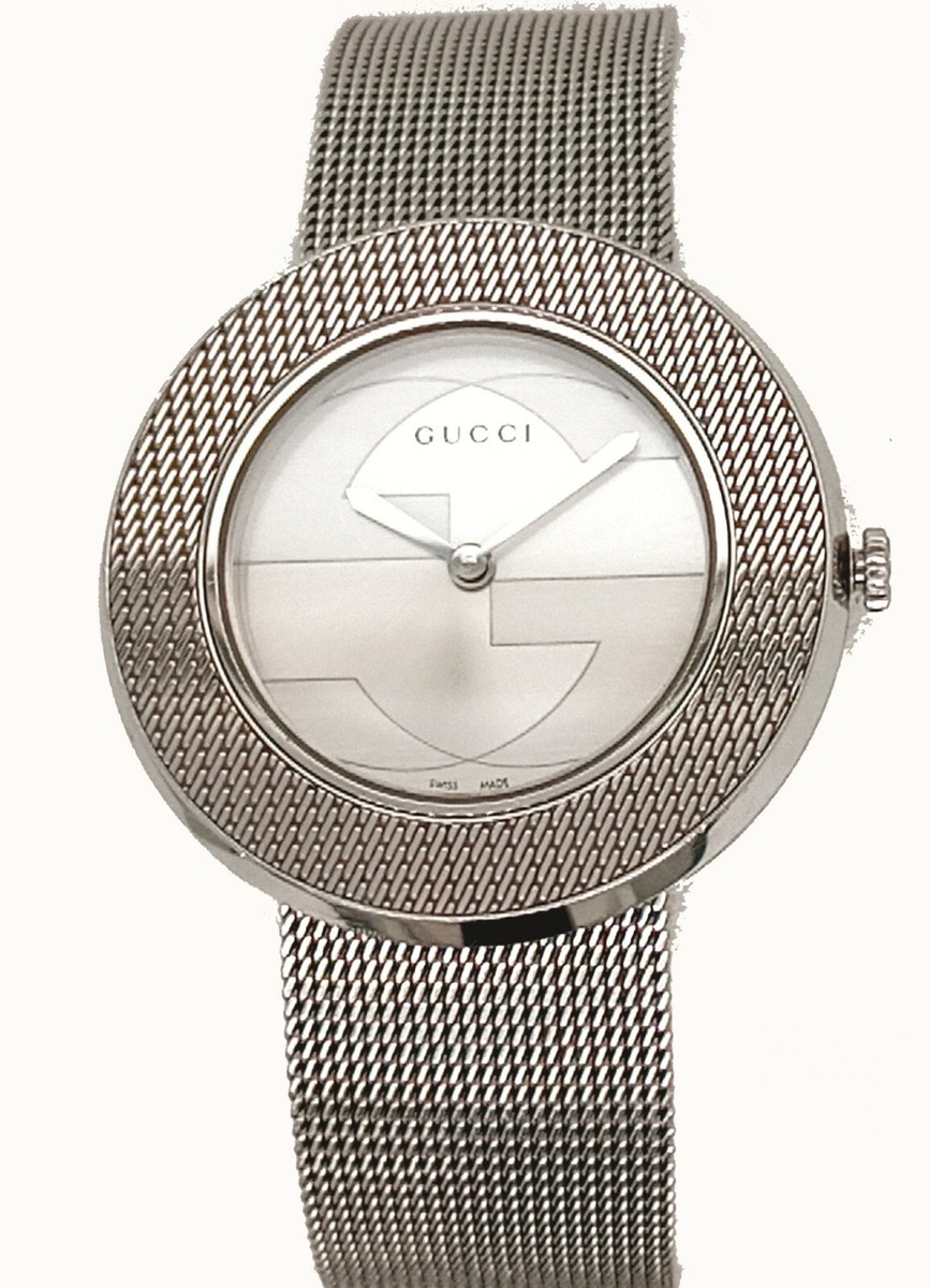 GUCCI Stainless Steel 35mm U-Play Mesh Quartz Watch Silver #88 | eBay