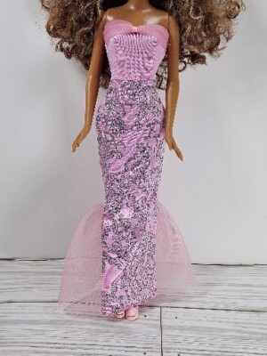Barbie Doll Dress & Shoes- Pink And Silver Sparkle Strapless Mermaid Style | eBay Barbie Doll Dress & Shoes- Pink And Silver Sparkle Strapless Mermaid Style | eBay