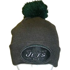 New York Jets Mens 47 Brand Grey Beanie Cuffed Cuff Pom Winter Hat Cap New Nfl