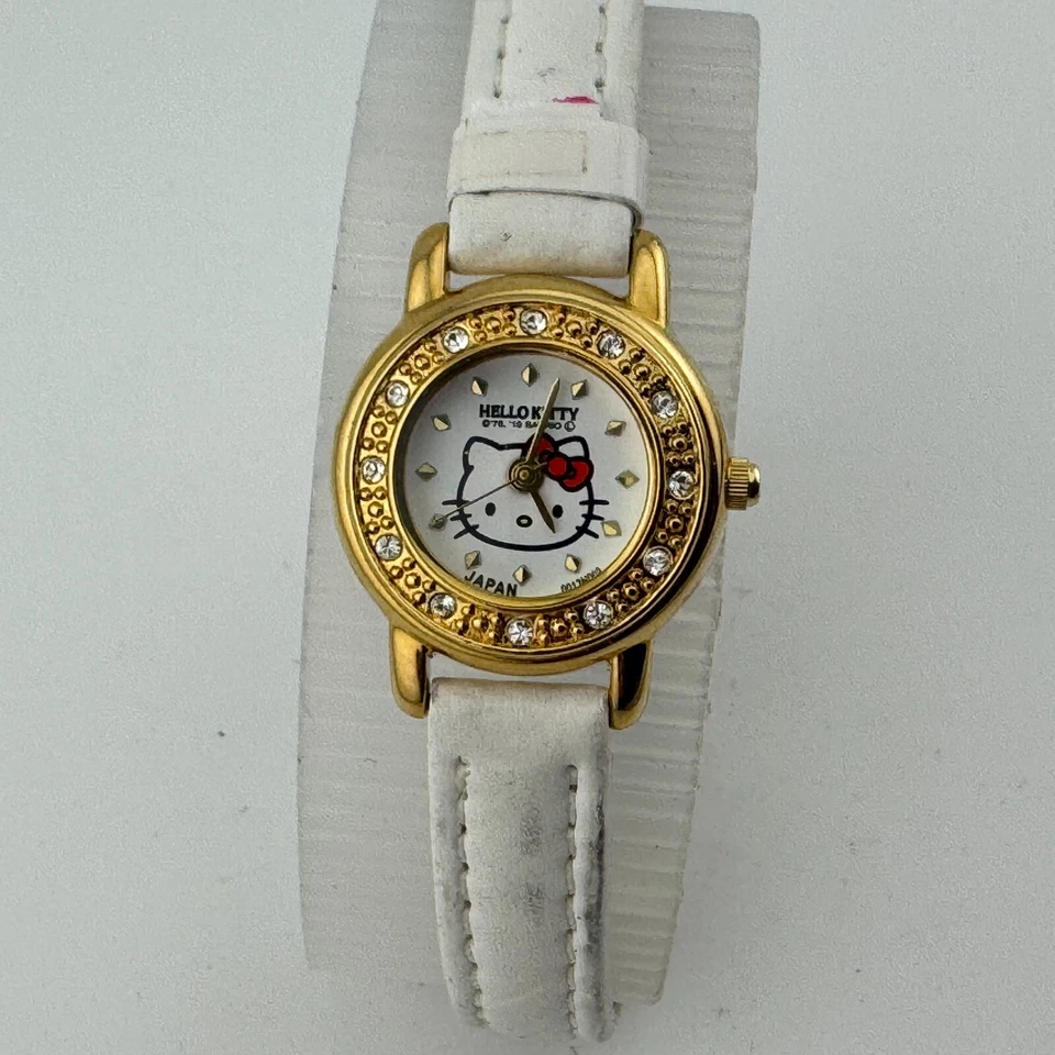 Reloj Hello Kitty Sanrio Cuarzo Mujer Tono Dorado Cuero Japón Analógico Batería Nueva Foto 2 de 4