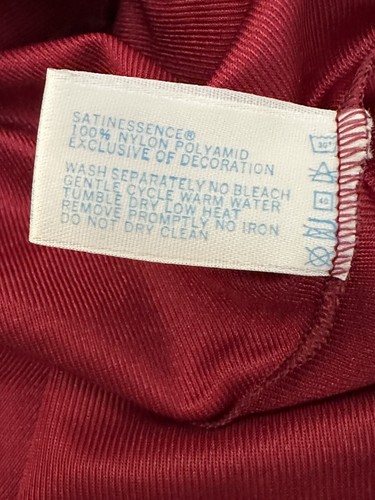 Lencería Vintage Borgoña Deslizamiento Completo Nylon Sedoso Encaje VASSARETTE Talla 34 F - Imagen 13 de 13
