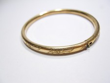 VINTAGE CHILD GOLD FILLED GF BANGLE ENGRAVED BABY BRACELET .