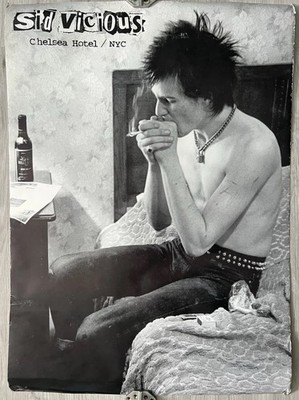 Sid Vicious Smoking Chelsea Hotel NYC Black White Vintage 1998
