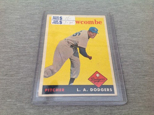 1958 Topps 340 Don Newcombe Baseball Card in Plastic Sleeve