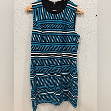 Tommy Hilfiger Blue and Black Patterned Midi Dress
