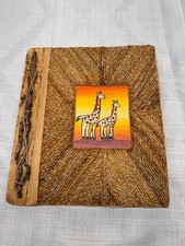 Hand made wooden/woven photo album with leaf paper from Bali-14X11 inches