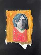 Original Portrait Painting Colorful Expressive Naive Outsider Art Miz Katie