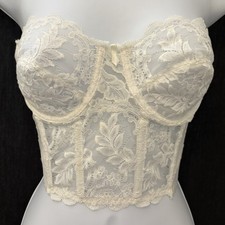 Vintage Fleur de Lace by Smoothie White Lace Bustier Bra 36B