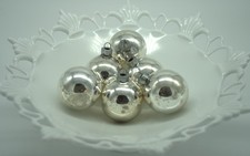 Vintage Glass Ball Christmas Ornaments Silver Color Made in USA Set of 6  2"