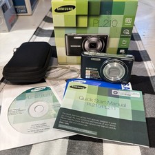 Samsung Digital Camera PL210 14.2MP Blue Working With Box And CD Instructions