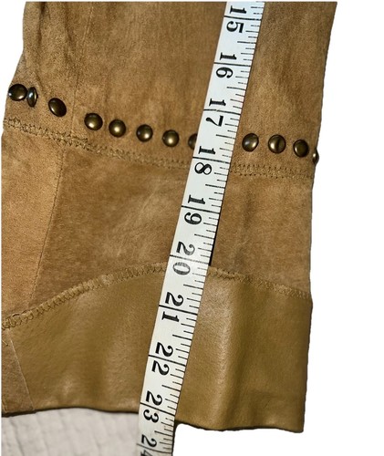Chi by Falchi Tan Suede Flare Sleeve Western Leather Jacket! Plus Size 1X! Biker - Picture 17 of 18