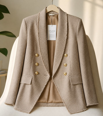 Women s Tweed Blazer Gold Buttons Structured Jacket Size L NWT Splash Boutique