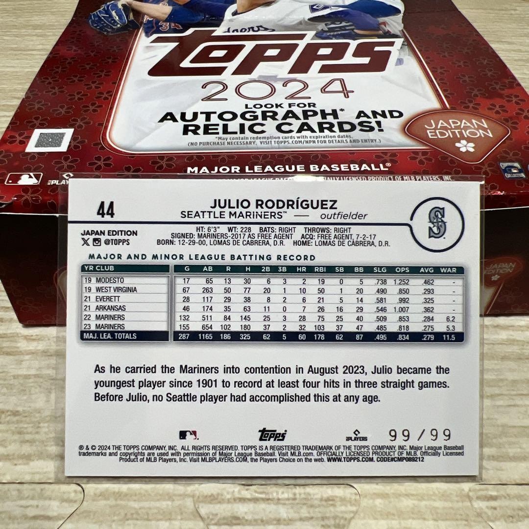 Julio Rodriguez 99/99 Sakura Parallel 2024 Topps Japan