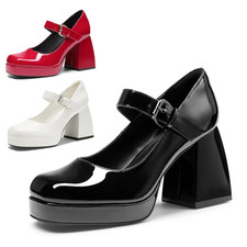 Women's Mary Jane Dress Pumps Y2K Square Toe Platform Chunky Heel Party Pumps