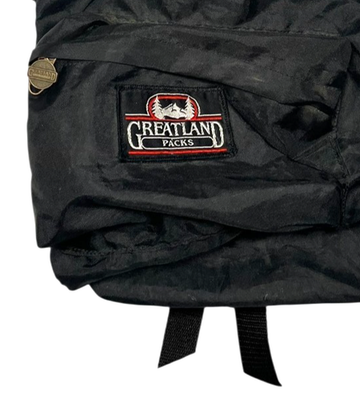 Vtg 90s GREATLAND PACKS Black Thin Nylon OUTDOOR BACKPACK Packable