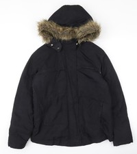 Alfani Damen schwarze Steppjacke mit Kapuze, Gr. S
