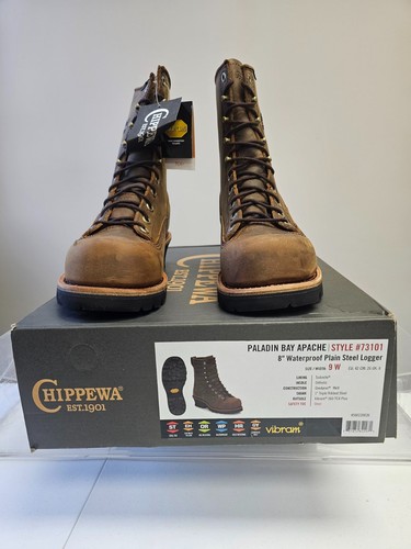 Chippewa Paladin Bay Apache 8 Inch Waterproof Round Toe Work Boots 73101 US9