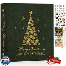 Lanpn Christmas Self Adhesive Photo Album Scrapbook, Linen Cover