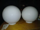 Pair Of Round Lamp Shades Vintage Milk Glass Light Covers Globes Balls Spheres