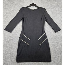 Express Blk Long Sleeve Zipper Accent Sheath Mini Dress Sz Sm Indie Grunge