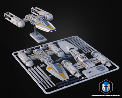 Y-Wing 3D Druck   Star Wars Kit Card Bausatz | Rebellen B-Flügler Modell