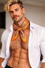 Sexy Luxury Men's Silk Square Neckerchief Scarf Gym Bro Boy Gay interests 