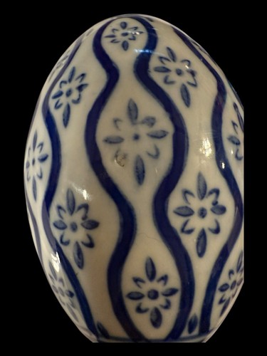 Vtg Set of 2 Porcelain Blue and White Chinoiserie Eggs 4.75” Tall 3” Diameter - 第 16/16 張圖片