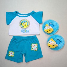 Build-A-Bear Blue Pudsey T-Shirt, Shorts And Slippers Pyjama PJs Outfit Set