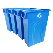 United Solutions 4pk Recycling Bin, Slim Trash Can, 23 Gal, Blue (Open Box)