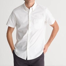 J. Crew White Classic Oxford Short Sleeve Shirt Large
