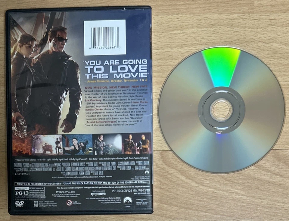 Terminator Genisys DVD Arnold Schwarzenegger Jai Courtney Jason/Emilia Clarke - Image 2 of 4