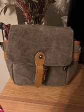 Khaki Canvas Camera Messenger Bag Brown Trim Shoulder Travel Bag 10x8x4