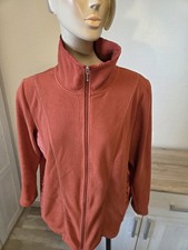 Paola Fleece Jacke Gr. 44 braun rostfarben Materialmix Taschen Silberfaden