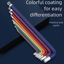 9 Piece Colorful Hex Key Set Ball End L Shape Wrench Tool for Multi Angle Use