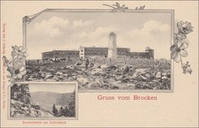 Postal stationery greeting from the Brocken with view Broken 1900
