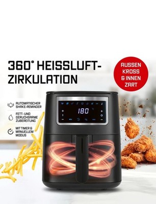 GOURMETmaxx Heißluftfritteuse 4L Airfryer 200° Heißluft Ofen Grill 1300W Touch