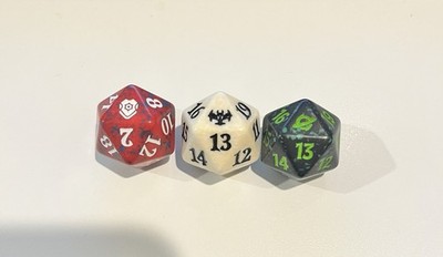 Lot 3 MTG Magic Gathering Spindown Life Counter D20 Multi-Color Dice Variety Set