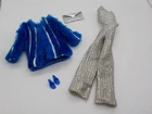 VINTAGE BARBIE SUPERSTAR FASHIONS 2481 DRAMATIC SILVER AND BLUE AGLITTER OUTFIT