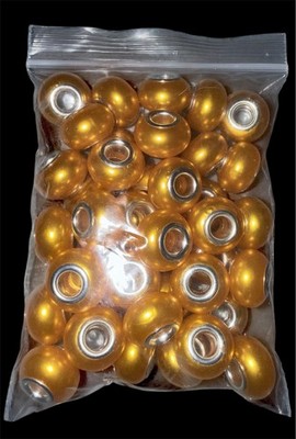 Large Hole Orange Pearl Finish Beads for Crafting Lot of 50 Pieces 14mm 5mm Hole